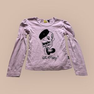 Vintage tweety shirt size 10 pink black long sleeve